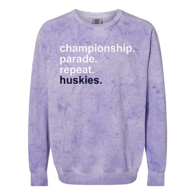 Cprh Championship Parade Repeat Huskies Colorblast Crewneck Sweatshirt