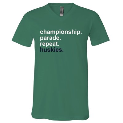 Cprh Championship Parade Repeat Huskies V-Neck T-Shirt