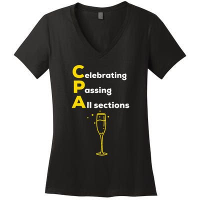 Cpa Celebrating Passing Test New Accountant Gift Women's V-Neck T-Shirt