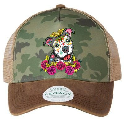 Cute Calavera Perro Dia De Los Muertos Halloween Dog Legacy Tie Dye Trucker Hat