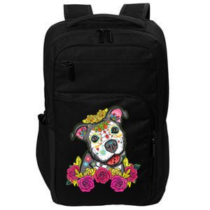 Cute Calavera Perro Dia De Los Muertos Halloween Dog Impact Tech Backpack