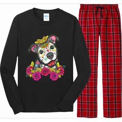 Cute Calavera Perro Dia De Los Muertos Halloween Dog Long Sleeve Pajama Set