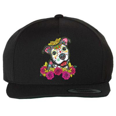 Cute Calavera Perro Dia De Los Muertos Halloween Dog Wool Snapback Cap