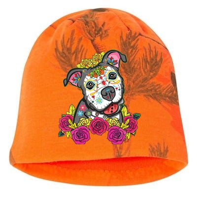 Cute Calavera Perro Dia De Los Muertos Halloween Dog Kati - Camo Knit Beanie