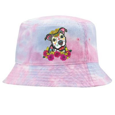 Cute Calavera Perro Dia De Los Muertos Halloween Dog Tie-Dyed Bucket Hat