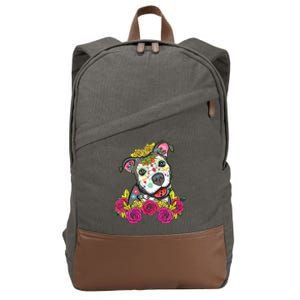 Cute Calavera Perro Dia De Los Muertos Halloween Dog Cotton Canvas Backpack