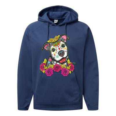 Cute Calavera Perro Dia De Los Muertos Halloween Dog Performance Fleece Hoodie