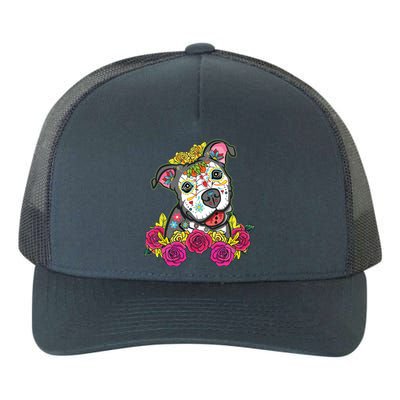 Cute Calavera Perro Dia De Los Muertos Halloween Dog Yupoong Adult 5-Panel Trucker Hat