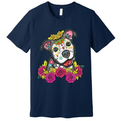 Cute Calavera Perro Dia De Los Muertos Halloween Dog Premium T-Shirt