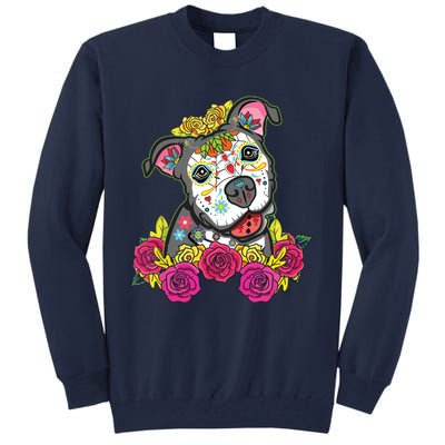 Cute Calavera Perro Dia De Los Muertos Halloween Dog Tall Sweatshirt