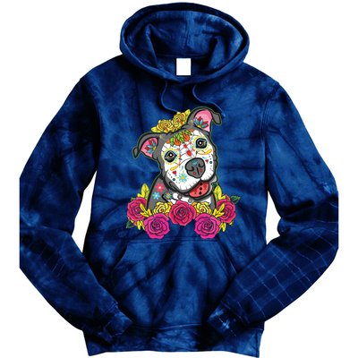 Cute Calavera Perro Dia De Los Muertos Halloween Dog Tie Dye Hoodie