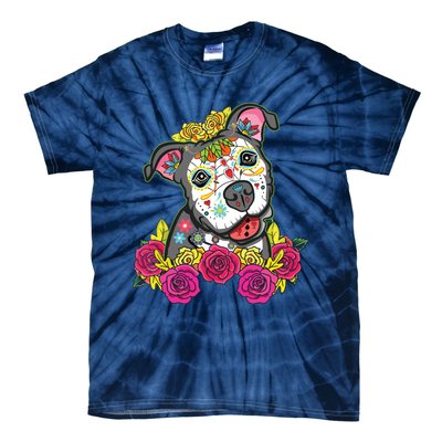 Cute Calavera Perro Dia De Los Muertos Halloween Dog Tie-Dye T-Shirt