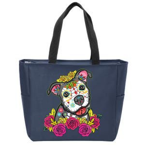 Cute Calavera Perro Dia De Los Muertos Halloween Dog Zip Tote Bag