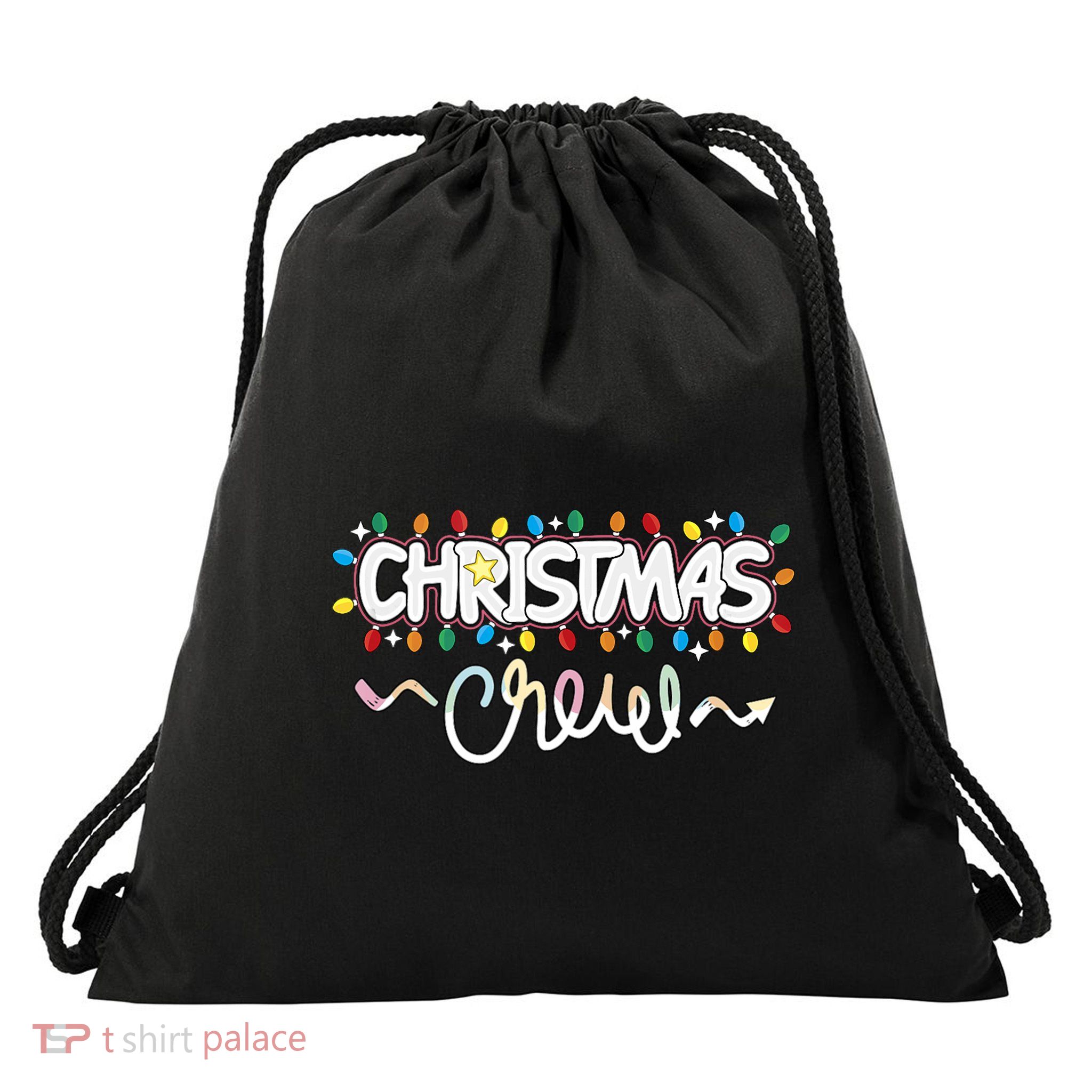 Christmas Crew Party Friends Merry Christmas Lights Family Tank Top Drawstring Bag