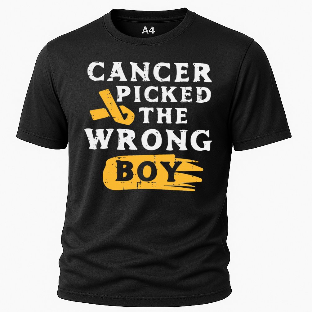 Childhood Cancer Picked The Wrong Boy Awareness Ribbon Cooling Performance Crew T-Shirt