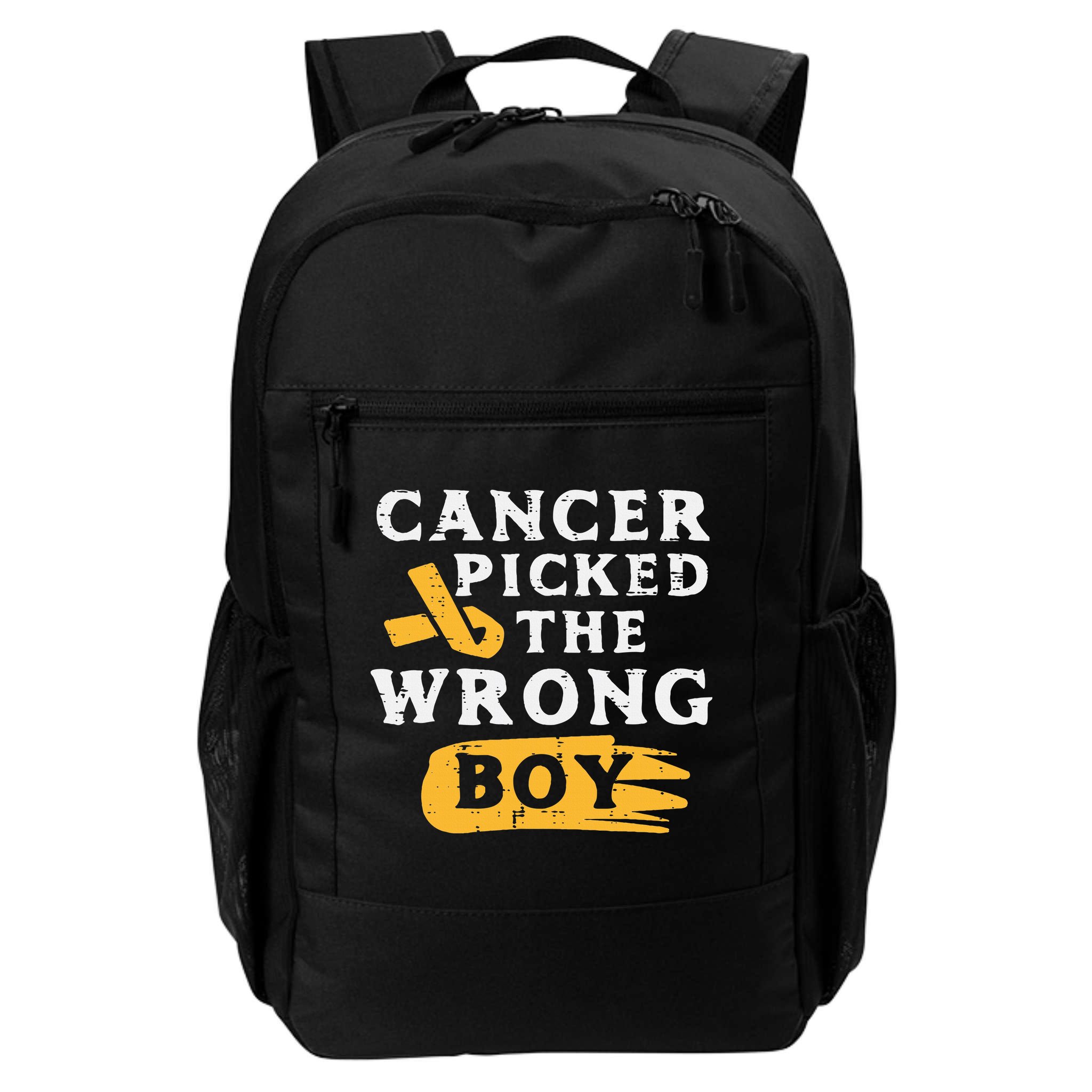 Childhood Cancer Picked The Wrong Boy Awareness Ribbon Backpack