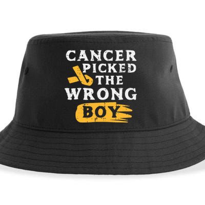 Childhood Cancer Picked The Wrong Boy Awareness Ribbon Sustainable Bucket Hat