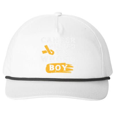 Childhood Cancer Picked The Wrong Boy Awareness Ribbon Snapback Five-Panel Rope Hat