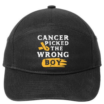 Childhood Cancer Picked The Wrong Boy Awareness Ribbon 7-Panel Snapback Hat