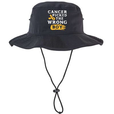 Childhood Cancer Picked The Wrong Boy Awareness Ribbon Legacy Cool Fit Booney Bucket Hat