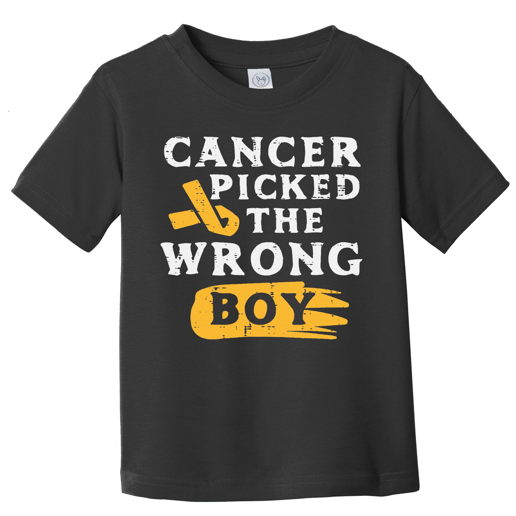 Childhood Cancer Picked The Wrong Boy Awareness Ribbon Toddler T-Shirt