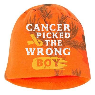 Childhood Cancer Picked The Wrong Boy Awareness Ribbon Kati - Camo Knit Beanie