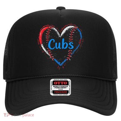 Classic Cubs Proud Name Hearts Lovers Gift For Women High Crown Mesh Back Trucker Hat