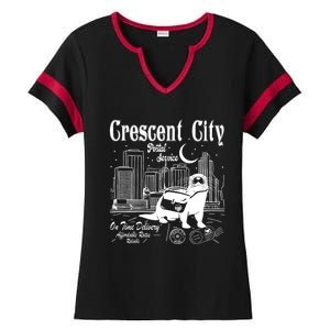 Crescent City Postal Service Messenger Otter Crescent City Ladies Halftime Notch Neck Tee