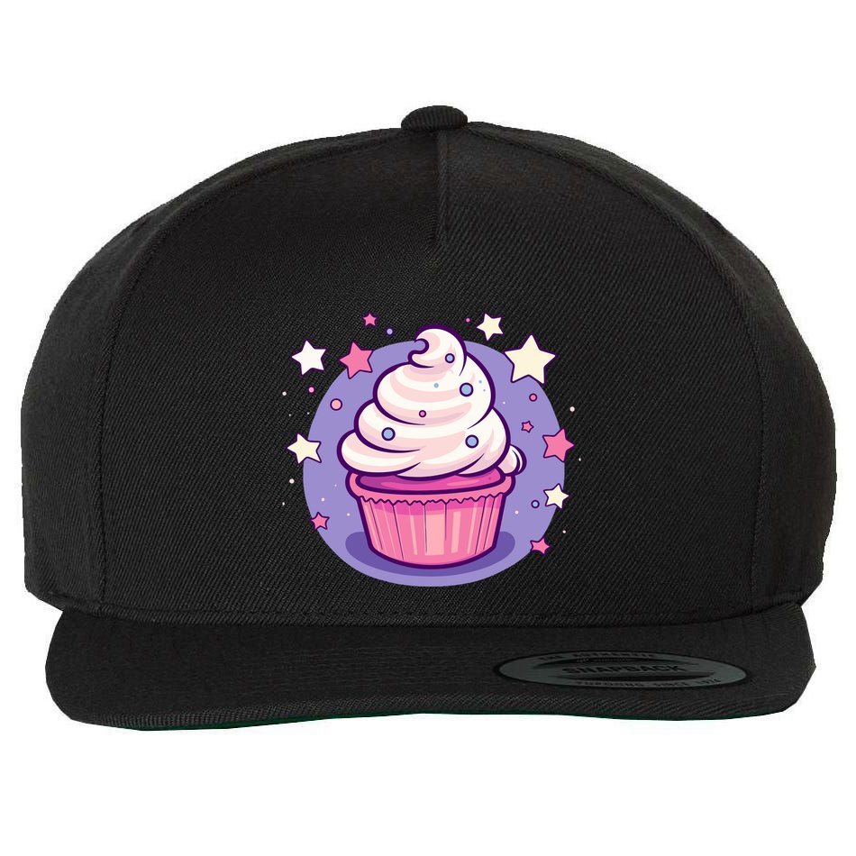 Cupcake Cute Pastel Kawaii Celestial Stars Baking Dessert Wool Snapback Cap