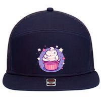 Cupcake Cute Pastel Kawaii Celestial Stars Baking Dessert 7 Panel Mesh Trucker Snapback Hat