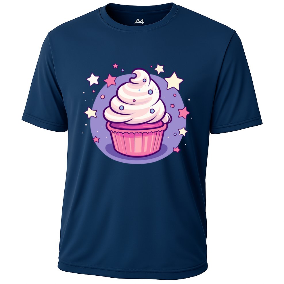 Cupcake Cute Pastel Kawaii Celestial Stars Baking Dessert Cooling Performance Crew T-Shirt