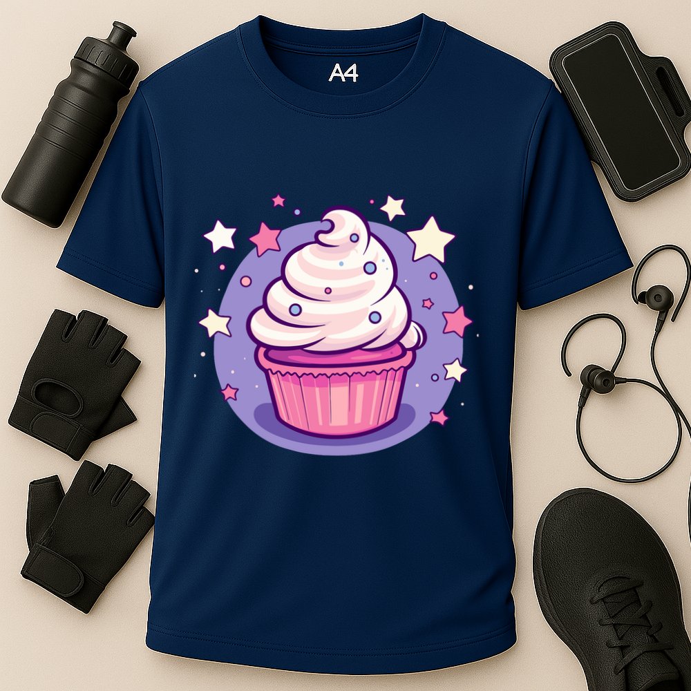 Cupcake Cute Pastel Kawaii Celestial Stars Baking Dessert Cooling Performance Crew T-Shirt