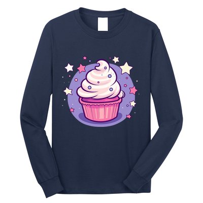 Cupcake Cute Pastel Kawaii Celestial Stars Baking Dessert Long Sleeve Shirt