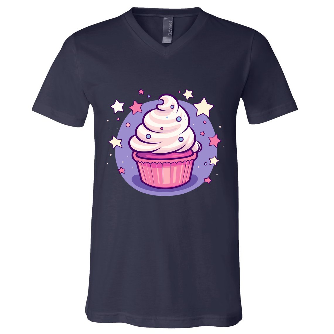 Cupcake Cute Pastel Kawaii Celestial Stars Baking Dessert V-Neck T-Shirt