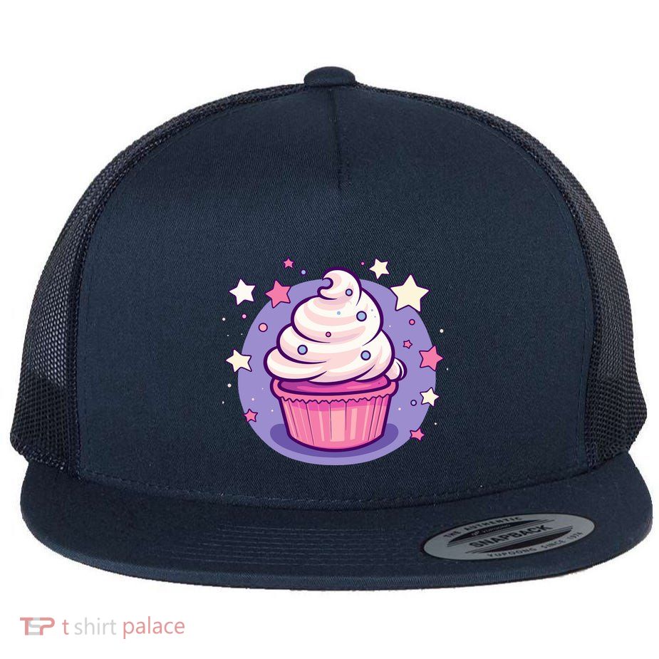Cupcake Cute Pastel Kawaii Celestial Stars Baking Dessert Flatbill Hat