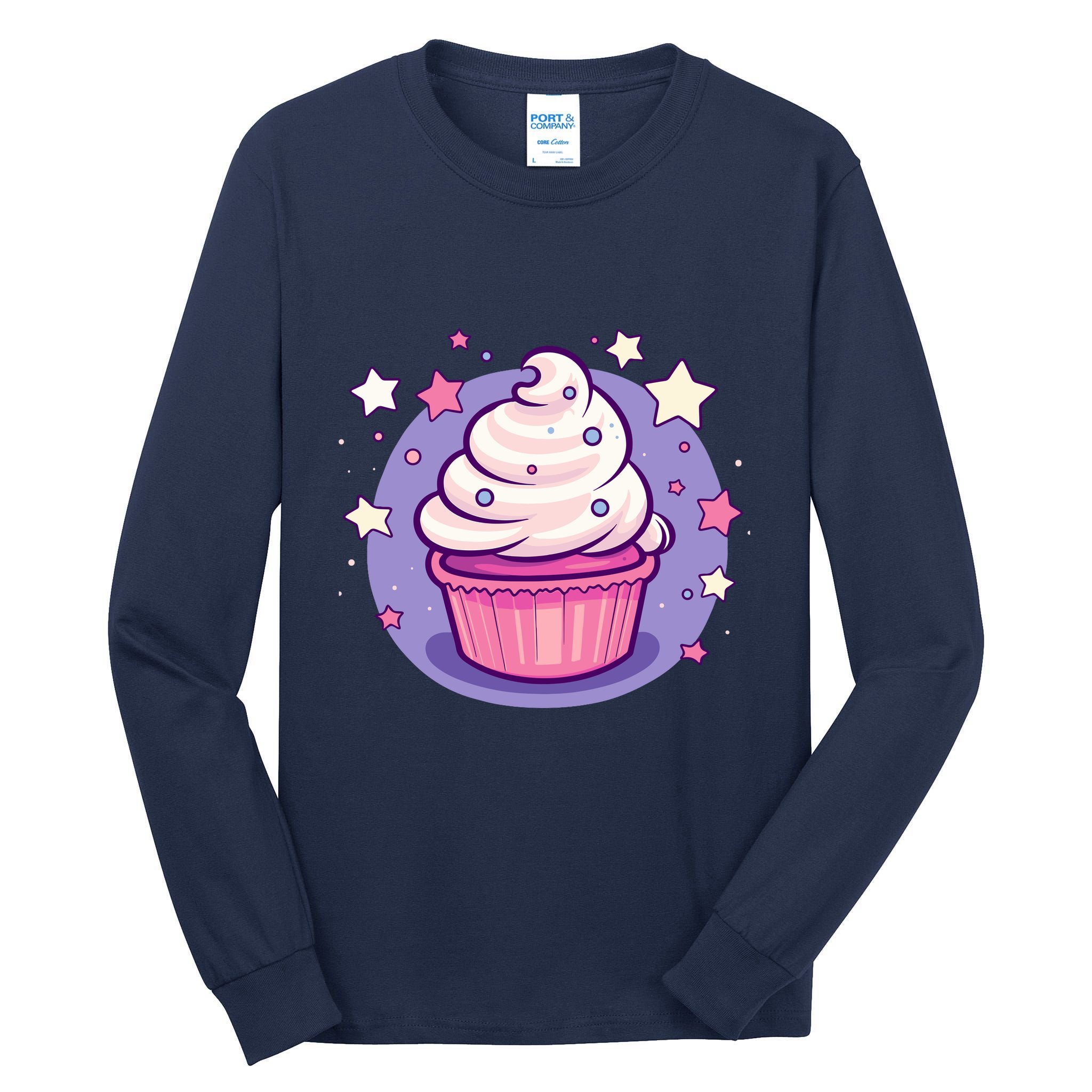 Cupcake Cute Pastel Kawaii Celestial Stars Baking Dessert Tall Long Sleeve T-Shirt