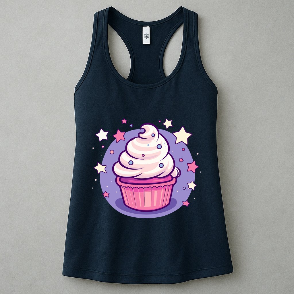 Cupcake Cute Pastel Kawaii Celestial Stars Baking Dessert Womens Tank Top
