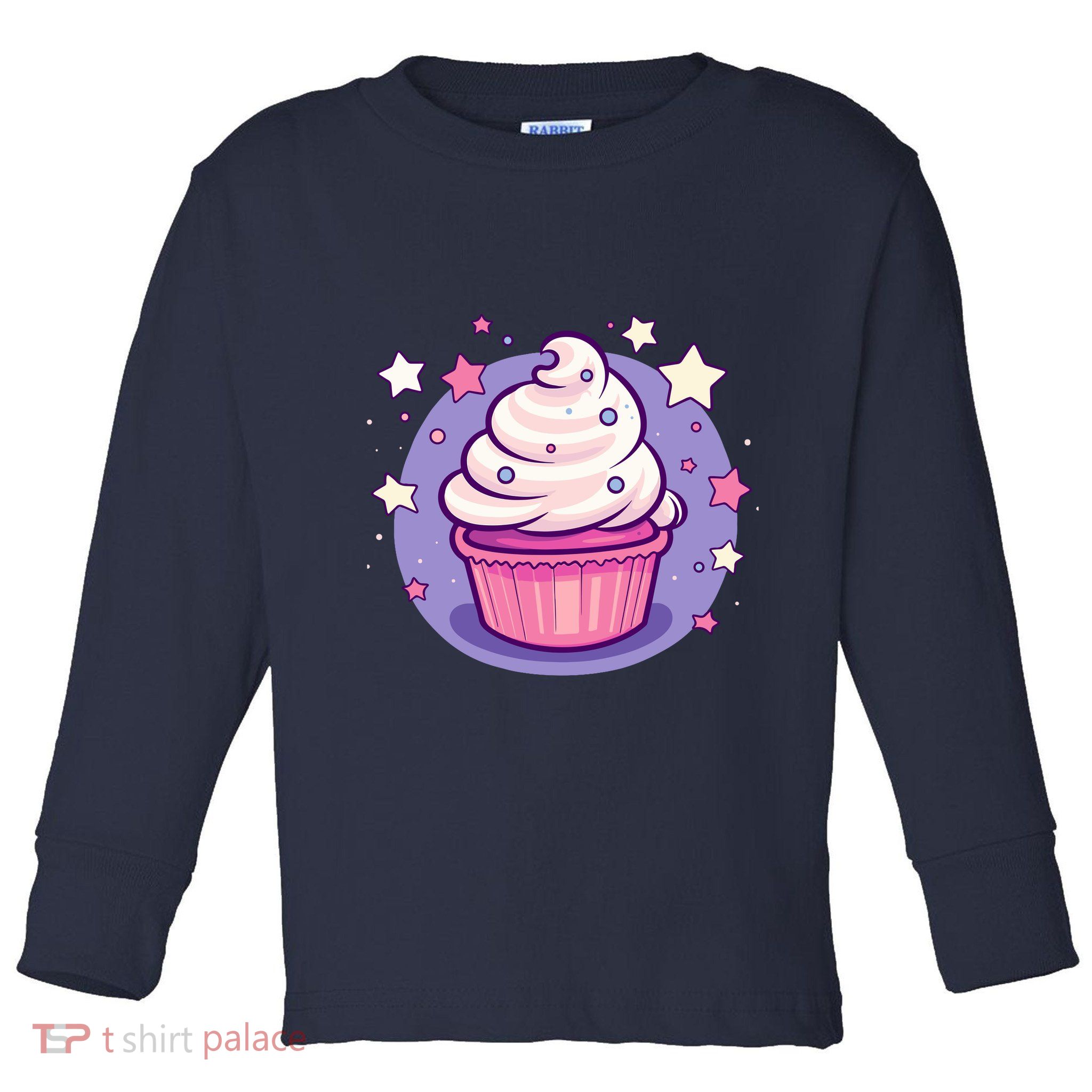 Cupcake Cute Pastel Kawaii Celestial Stars Baking Dessert Toddler Long Sleeve Shirt