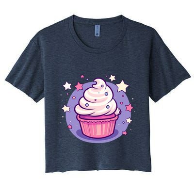 Cupcake Cute Pastel Kawaii Celestial Stars Baking Dessert Crop Top