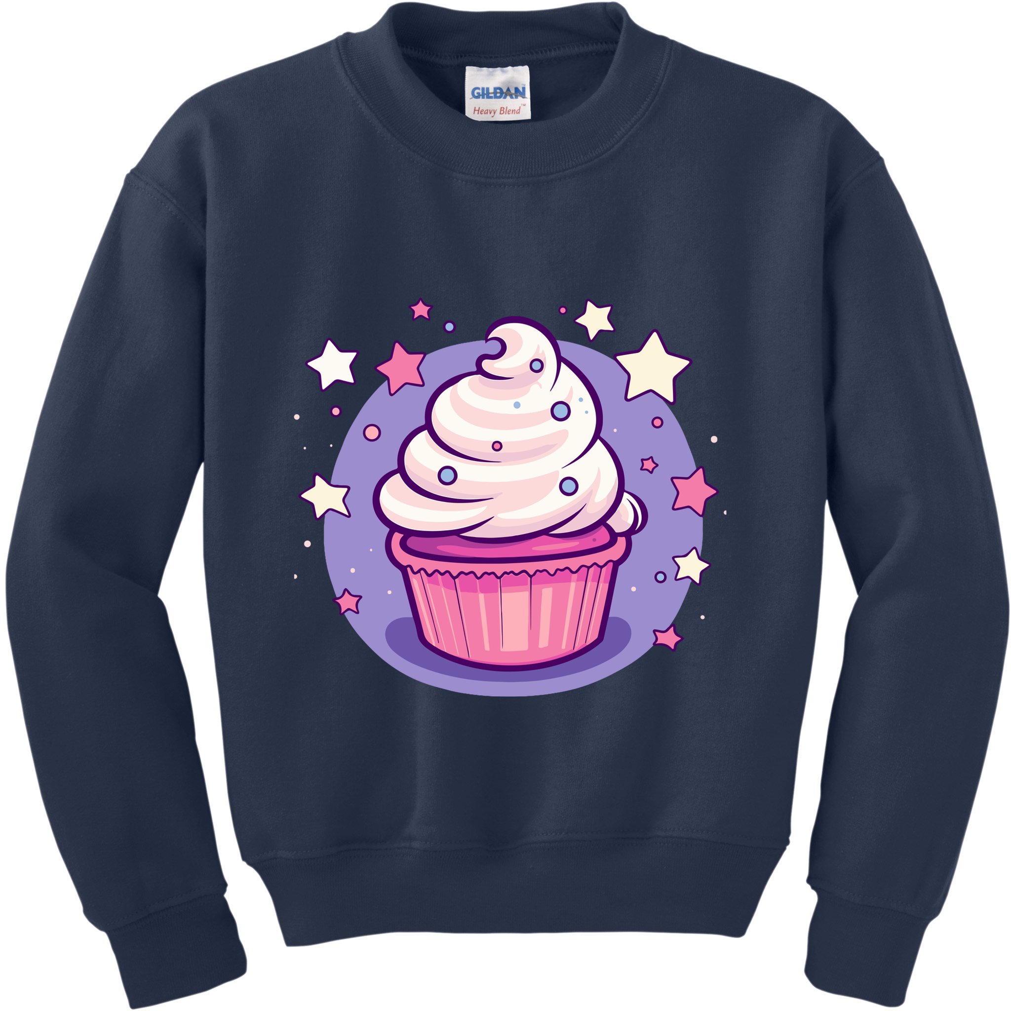 Cupcake Cute Pastel Kawaii Celestial Stars Baking Dessert Kids Sweatshirt
