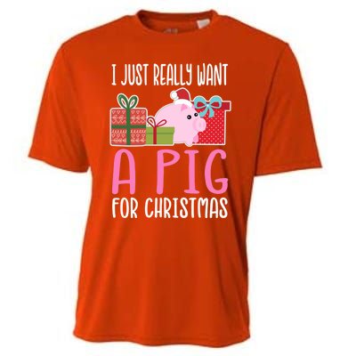 Cute Christmas Pig I Want A Pig Cool Gift Cooling Performance Crew T-Shirt