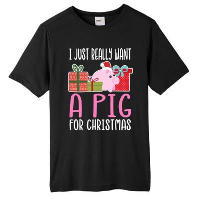 Cute Christmas Pig I Want A Pig Cool Gift Tall Fusion ChromaSoft Performance T-Shirt