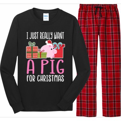 Cute Christmas Pig I Want A Pig Cool Gift Long Sleeve Pajama Set