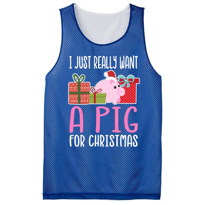 Cute Christmas Pig I Want A Pig Cool Gift Mesh Reversible Basketball Jersey Tank