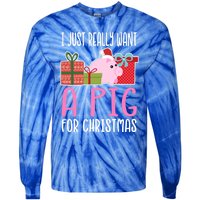 Cute Christmas Pig I Want A Pig Cool Gift Tie-Dye Long Sleeve Shirt