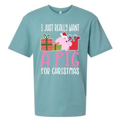 Cute Christmas Pig I Want A Pig Cool Gift Sueded Cloud Jersey T-Shirt