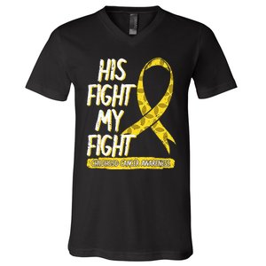 Childhood Cancer Pediatricians Ribbon Parents Mom Dad Gift V-Neck T-Shirt