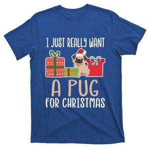 Cute Christmas Pug Owner I Want A Pug Funny Gift T-Shirt