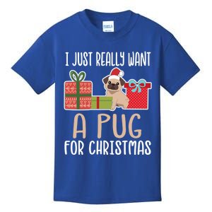 Cute Christmas Pug Owner I Want A Pug Funny Gift Kids T-Shirt