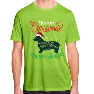 Corgi Christmas Pajama Plaid Santa Hat Lights Snowflakes Great Gift Adult ChromaSoft Performance T-Shirt